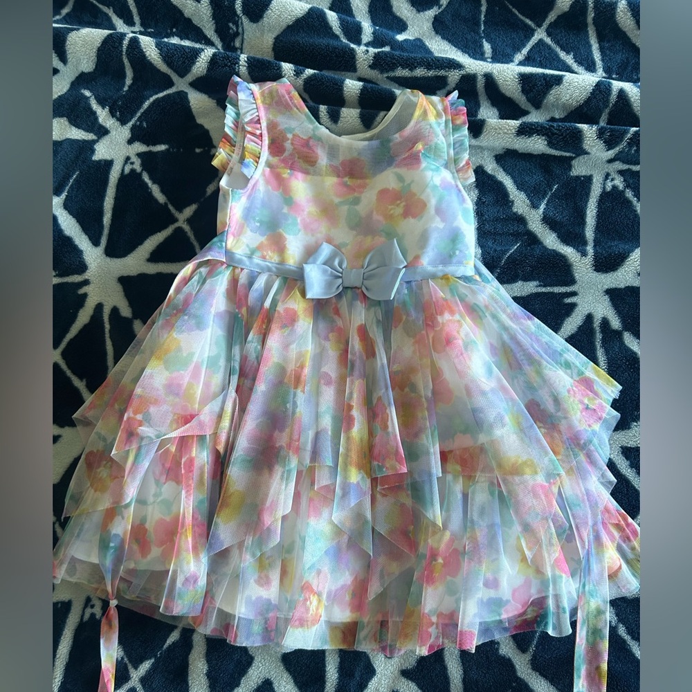 Jona Michelle Pastel Floral Dress in Light Blue, Pink, and Mint